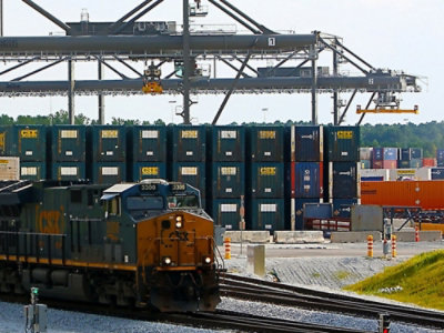 A train on the tracks.