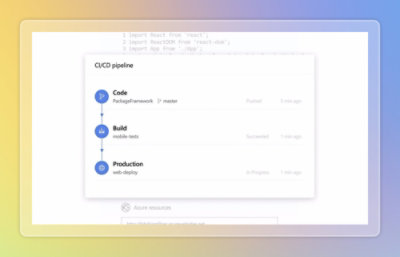 A screenshot of a computer displaying a CVCD pipeline and the word Production.