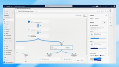 Workflow editor interface showing data flow steps connected in a visual pipeline with configuration panel on the right.