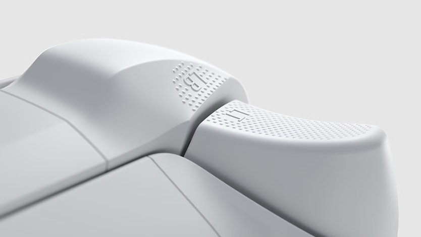 Close-up of a trigger on an XBOX wireless controller.