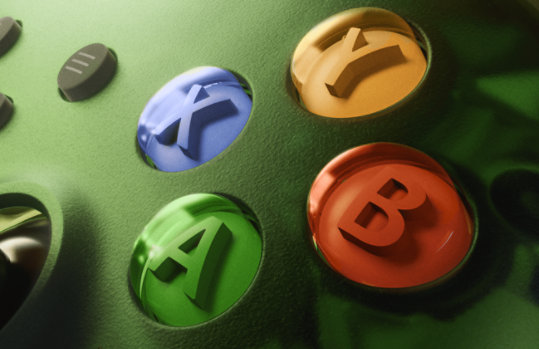 Close-up of the ABXY buttons on the XBOX Wireless Controller X25 Special Edition