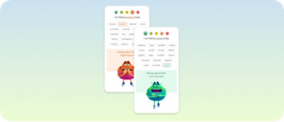Zwei mobile Displays mit unterschiedlichen Emoji-Reaktionen