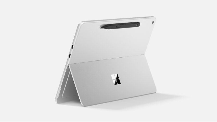 A back-side view of Surface Pro, 12-inch (2nd Edition) with the built-in kickstand engaged. 
