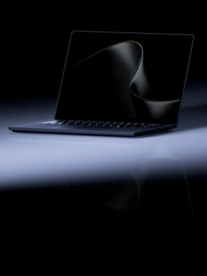 An angled Surface Laptop Ultra in the color Nightfall.