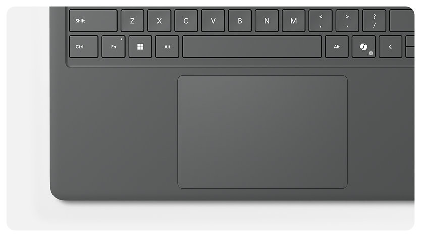 Une vue de dessus montre le repose-poignet repensé du Surface Laptop 13,8 pouces pour les entreprises avec connectivité 5G.