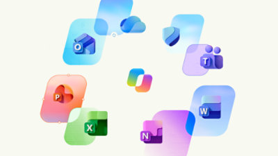 تطبيقات متنوعة تُعدّ جزءًا من اشتراك Microsoft 365، مثل: Microsoft Copilot، وWord، وExcel، وPowerPoint، وOutlook، وOneNote، وOneDrive، وMicrosoft Defender، وMicrosoft Teams.