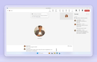Screenshot of a chat with Lynne Robbins and Megan Bowen discussing AI capabilities addition.