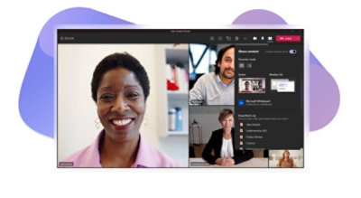 The Share content panel being displayed in a Teams video call.