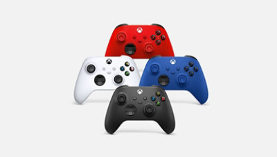 Červený, bílý, modrý a černý bezdrátový ovladač pro XBOX