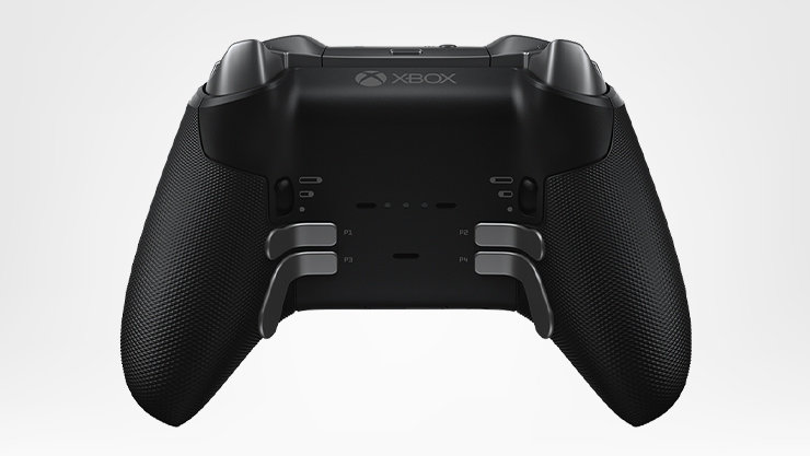 Controller mit Tragetasche, Ladestation und austauschbaren Komponenten.