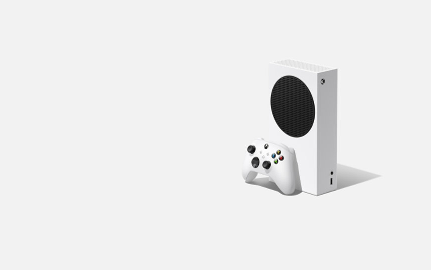 Console XBOX Series S avec manette sans fil XBOX en blanc robot.