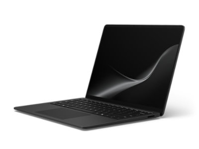 Vista lateral de un dispositivo Surface Laptop para Empresas de 13,8 pulgadas de color negro.