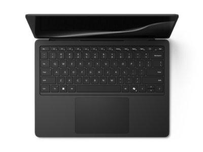 Vista desde arriba de un dispositivo Surface Laptop para Empresas de 13,8 pulgadas de color negro.
