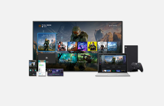  The XBOX ecosystem displayed on a range of devices.