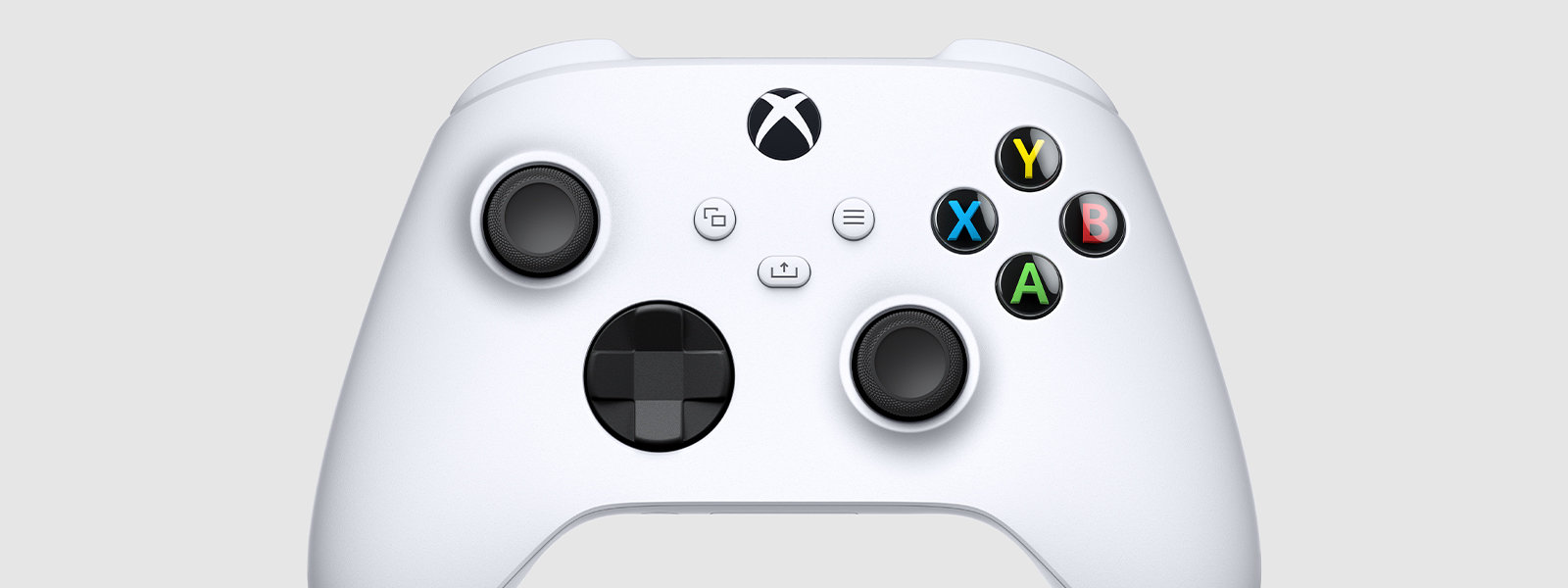 Close-up view of the control buttons on the XBOX Wireless Controller. 