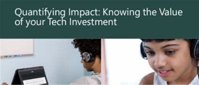 A collage of people wearing headphones with text Quantifying Impact: Knowing the Value of your Tech Investment.